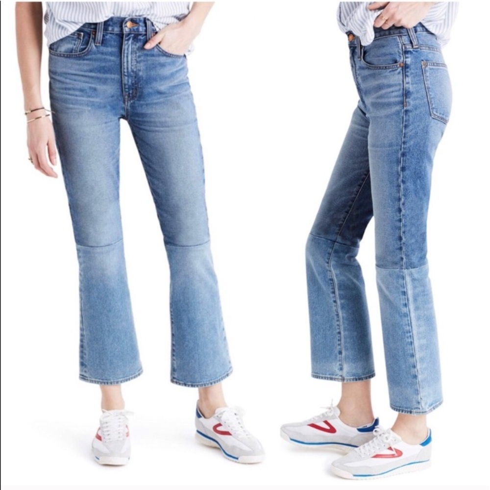 Madewell Retro crop bootcut 2 tone jean